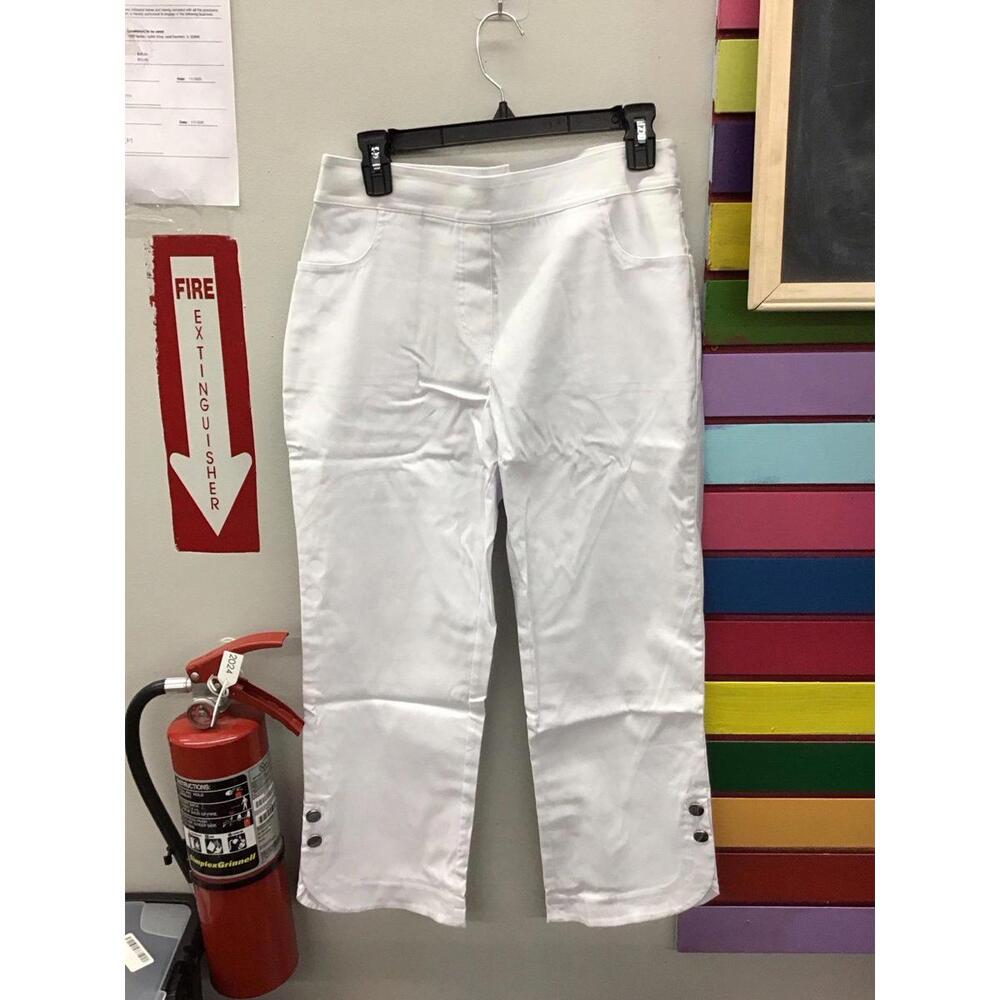 Antthony white pull on crop slacks pant size medium with buttons new HSN
